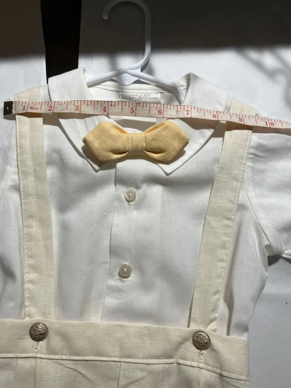 Vintage Kids Beige Suspender Outfit with Bow Tie. It's Classic!​
